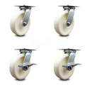 Service Caster 8 Inch Nylon Swivel Caster Set with Roller Bearings 2 Brakes SCC-35S820-NYR-2-SLB-2